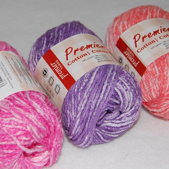 Mixed Lot of 3, #4 Worsted, Premier Yarns, 85% Cotton - Picture 9 of 11